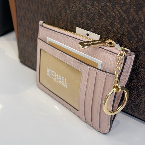 MICHAEL KORS SMALL TOP ZIP COINPOUCH WITH ID CARD CASE WALLET 
POWDER BLUSH 
NWT - Picture 7 of 16